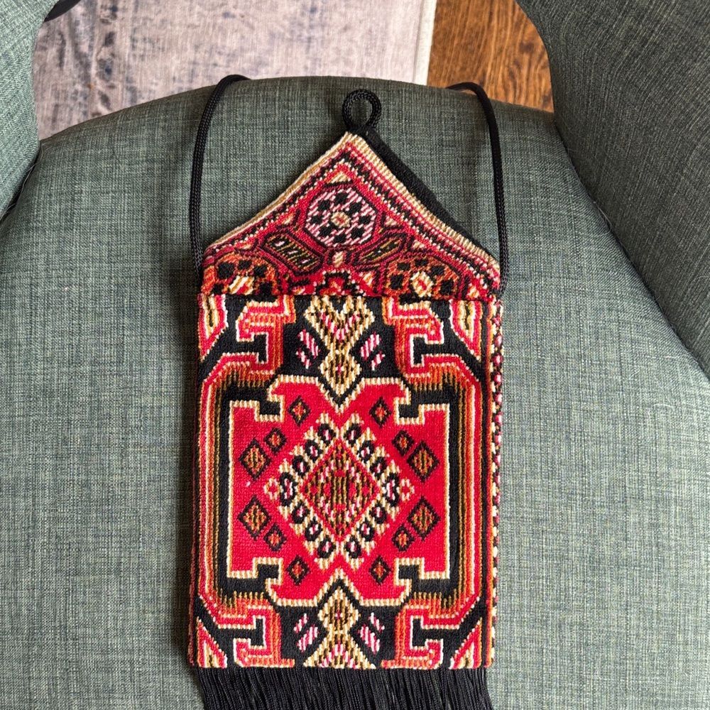 Vintage Carpet Bags of America shoulder Fringe bohemian women’s purse Aztec EUC - Picture 10 of 10
